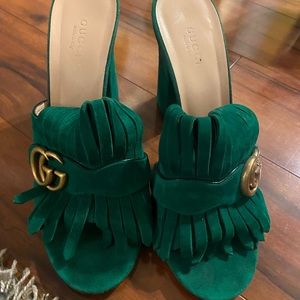 Green Gucci Suede heels